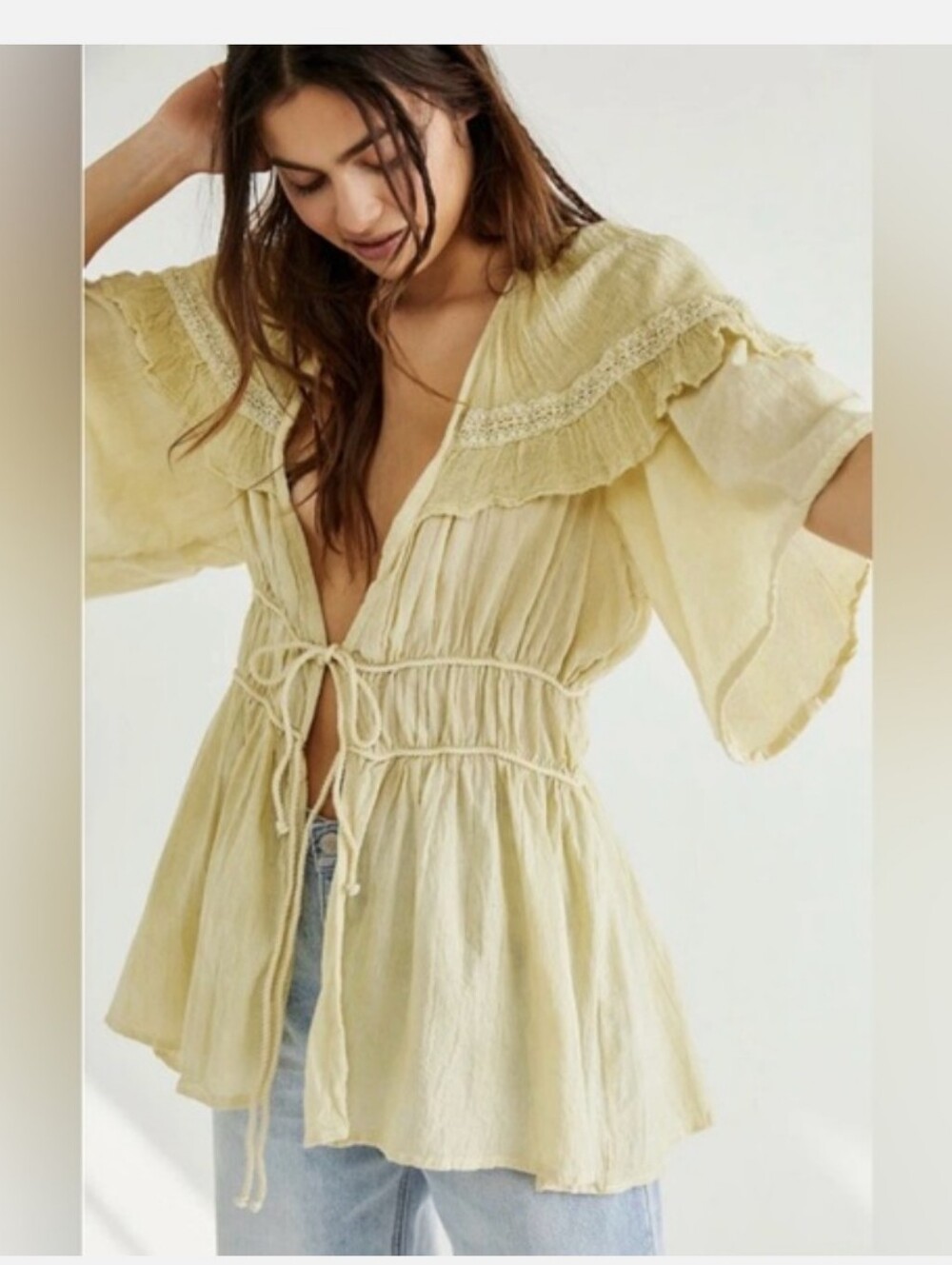Free People x Jens Pirate Booty Harmony Acres Tie Front Top NWOT